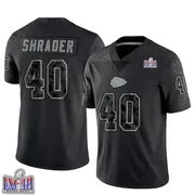 Black Youth Spencer Shrader Kansas City Chiefs Limited Reflective Super Bowl LVIII Patch Jersey