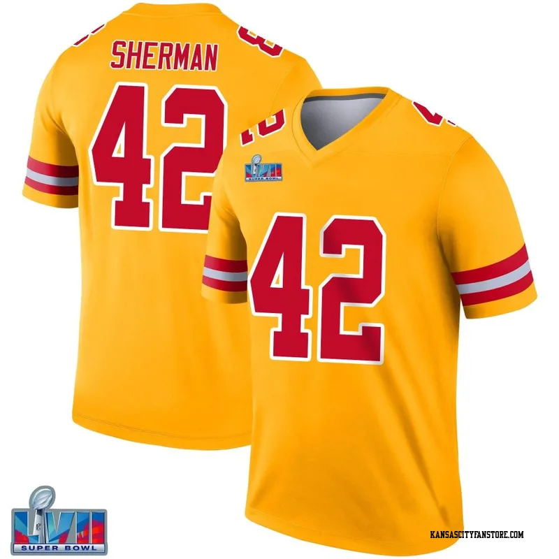 Limited Youth Anthony Sherman Gold Jersey - #42 Football Kansas City Chiefs  Inverted Legend Size S(10-12)