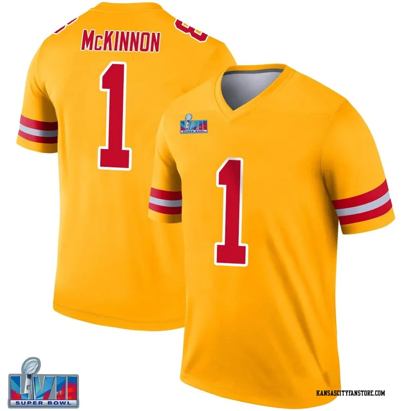 Jerick McKinnon 1 Kansas City Chiefs Super Bowl LVII Champions 3 Stars  Women Game Jersey - White - Bluefink