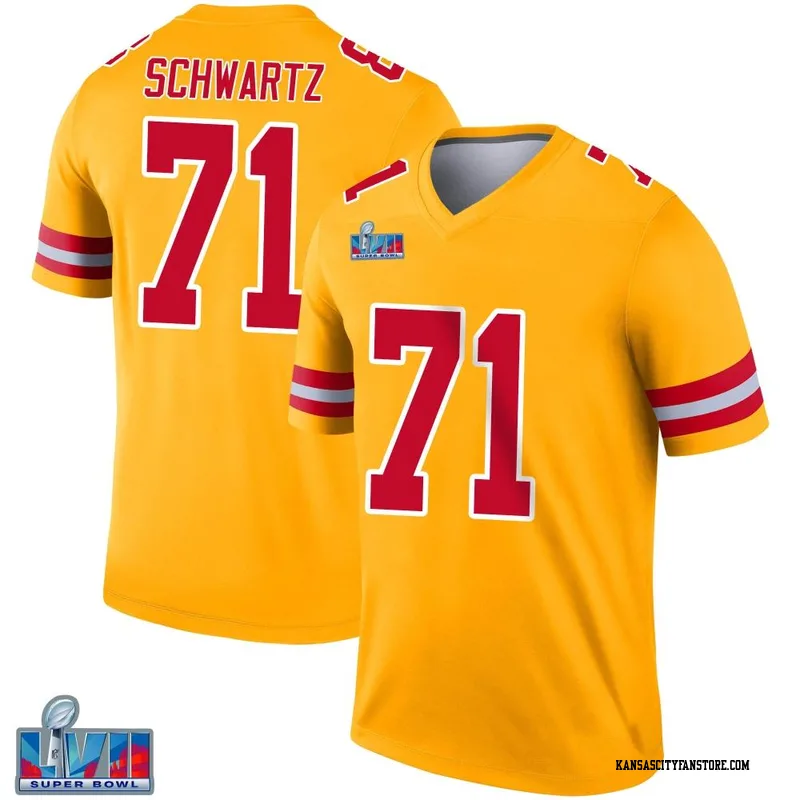 Limited Women's Mitchell Schwartz Gold Jersey - #71 Football Kansas City  Chiefs 100th Season Inverted Legend Size S