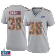 Gray Women's Steven Nelson Kansas City Chiefs Game Atmosphere Fashion Super Bowl LVII Patch Jersey