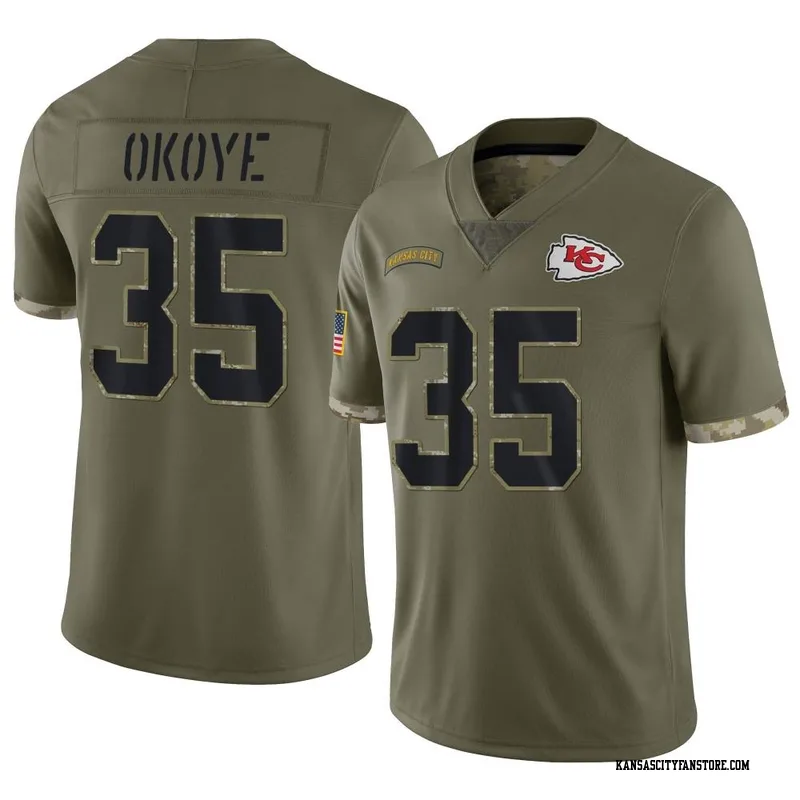 Limited Men's Christian Okoye White Road Jersey - #35 Football Kansas City  Chiefs Vapor Untouchable Size 40/M