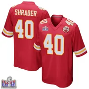 Red Youth Spencer Shrader Kansas City Chiefs Game Team Color Super Bowl LVIII Patch Jersey